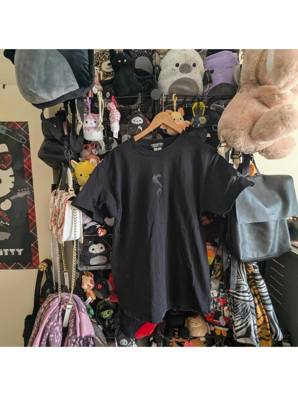 Y2K Black Dragon Tee Tribal Sleeve Graphic